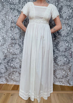 The Grace: Vintage 1970s Laura Ashley Prairie Lace Front Dress