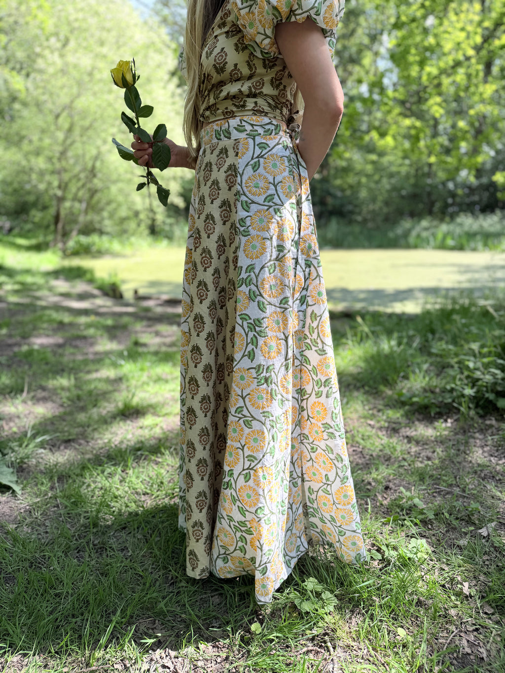 The Goldie | Handmade Block Print Wrap Skirt
