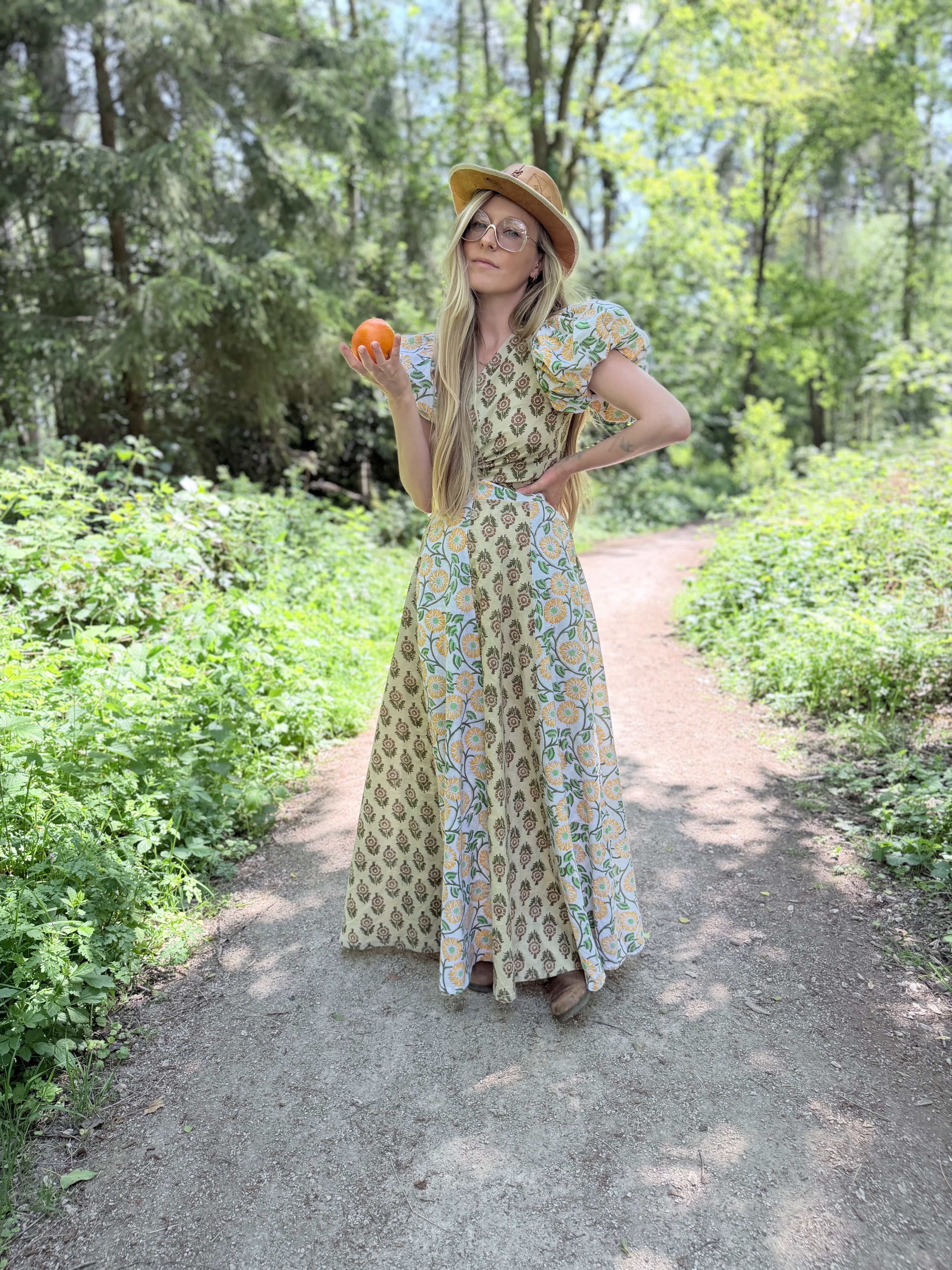 The Goldie | Handmade Block Print Wrap Skirt