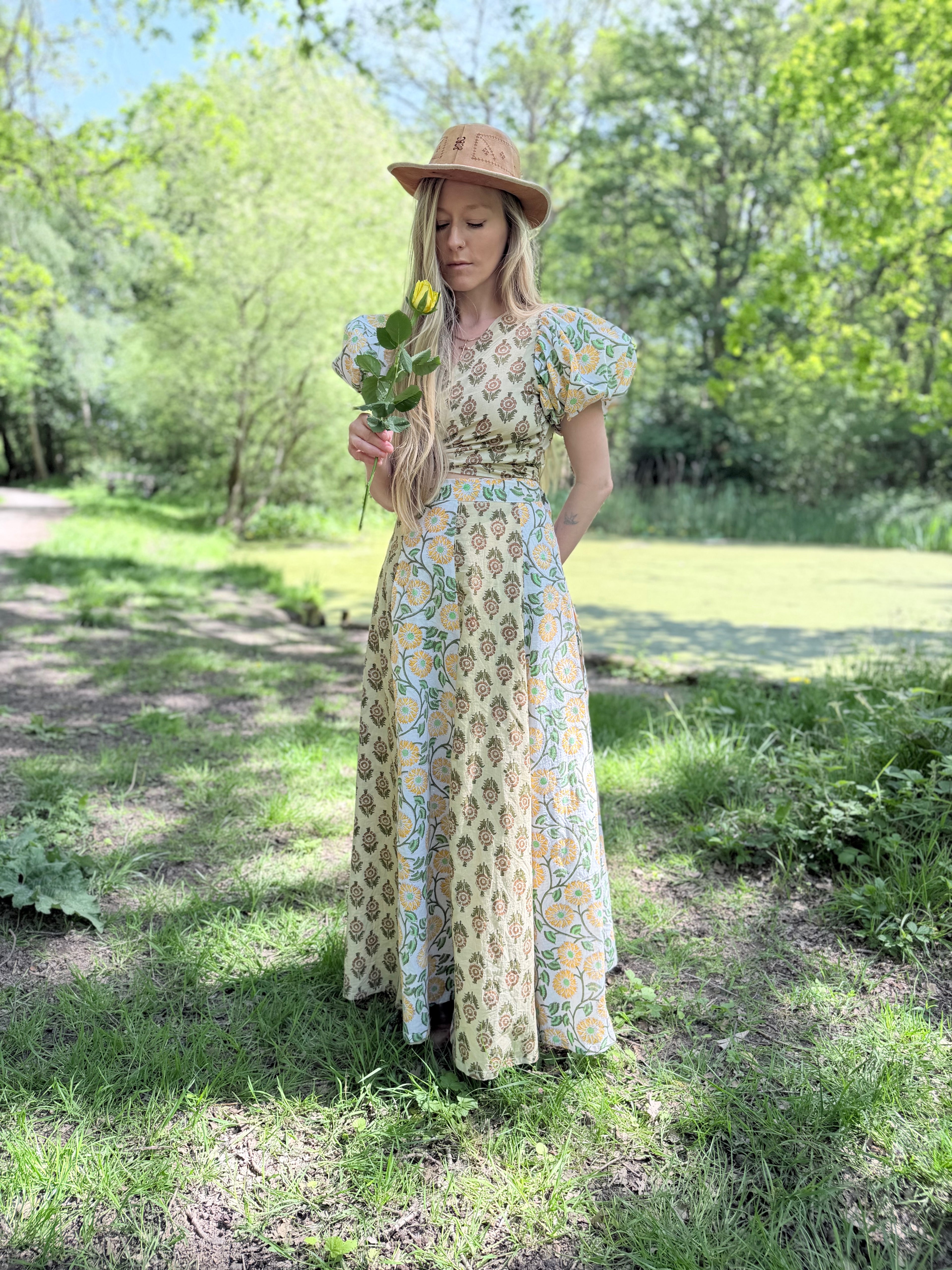 The Goldie | Handmade Block Print Wrap Skirt