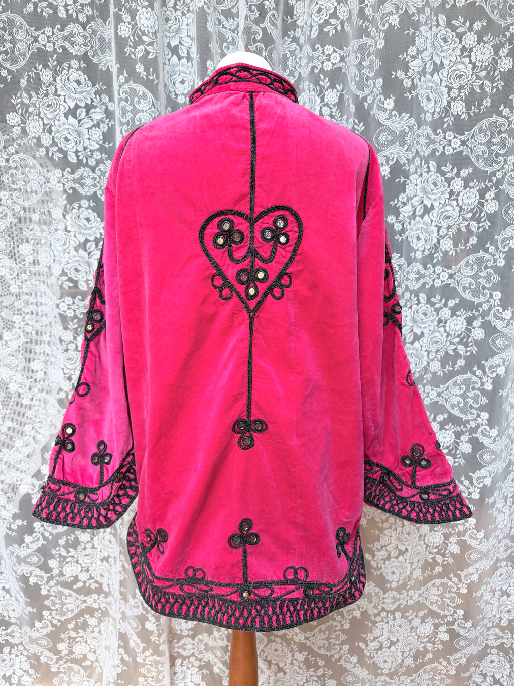 Pink Afghan 1960s/1970s Embroidered Jacket Dress