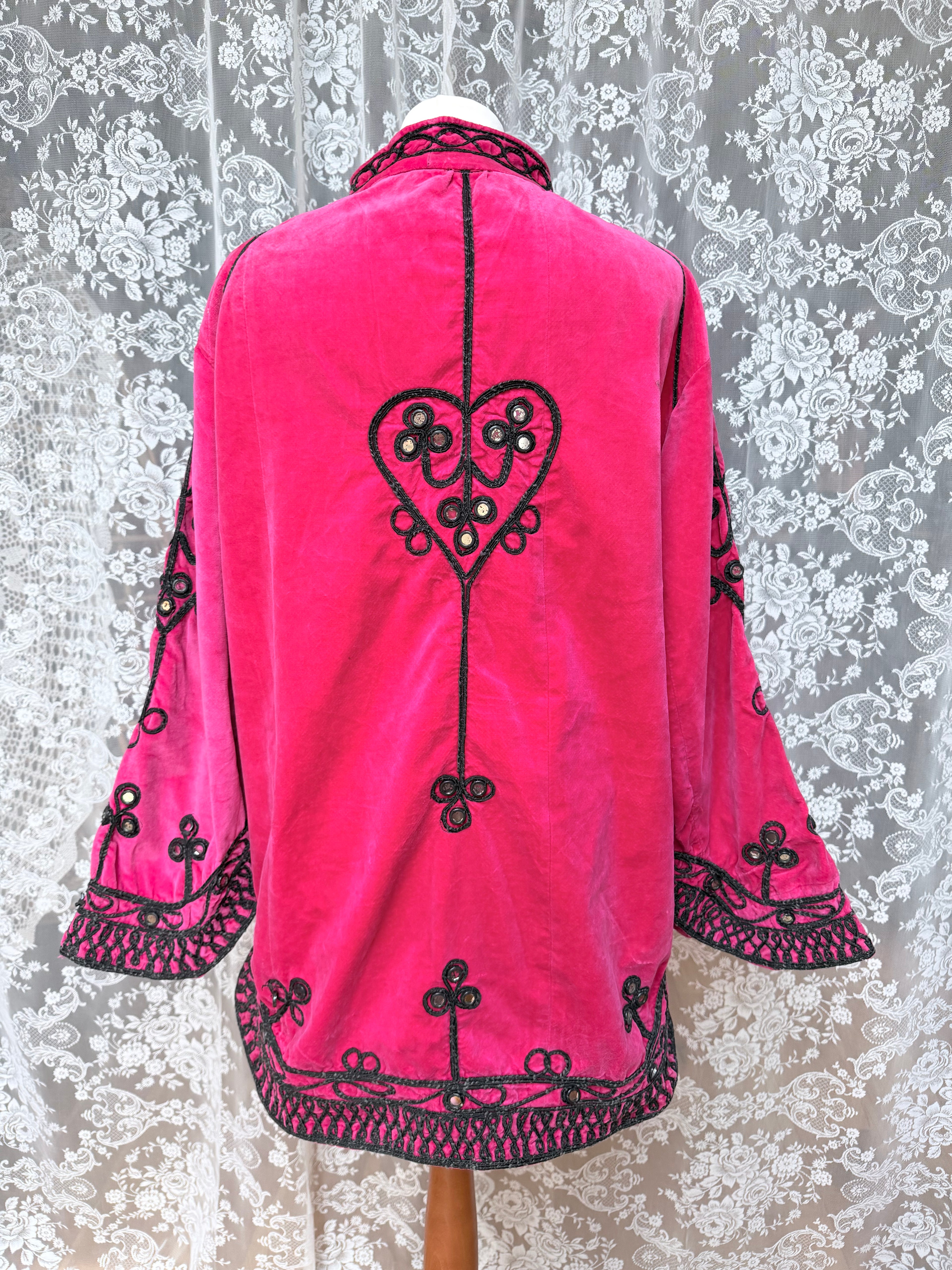 Pink Afghan 1960s/1970s Embroidered Jacket Dress
