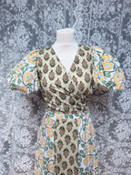 The Goldie | Puff Sleeve Block Print Blouse