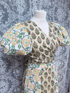 The Goldie | Puff Sleeve Block Print Blouse