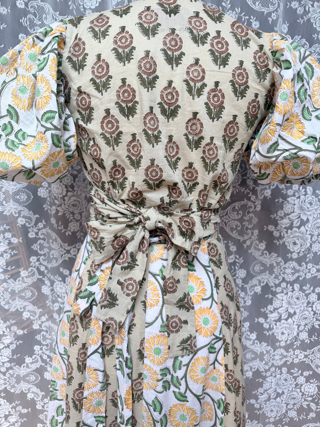 The Goldie | Puff Sleeve Block Print Blouse