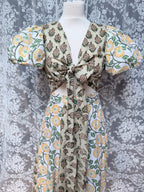 The Goldie | Puff Sleeve Block Print Blouse