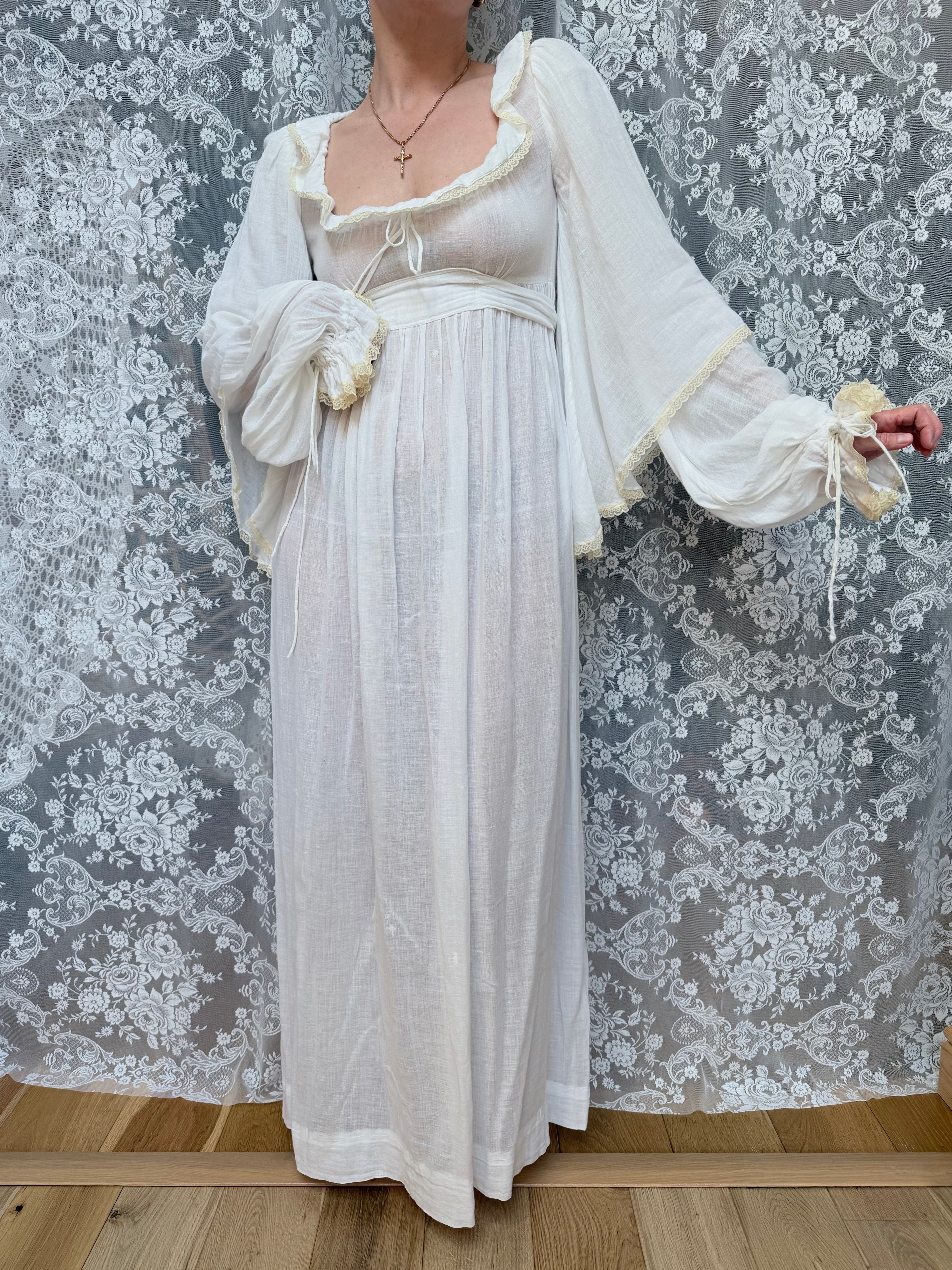 Vintage Rare 1970s BIBA White Cotton Dress
