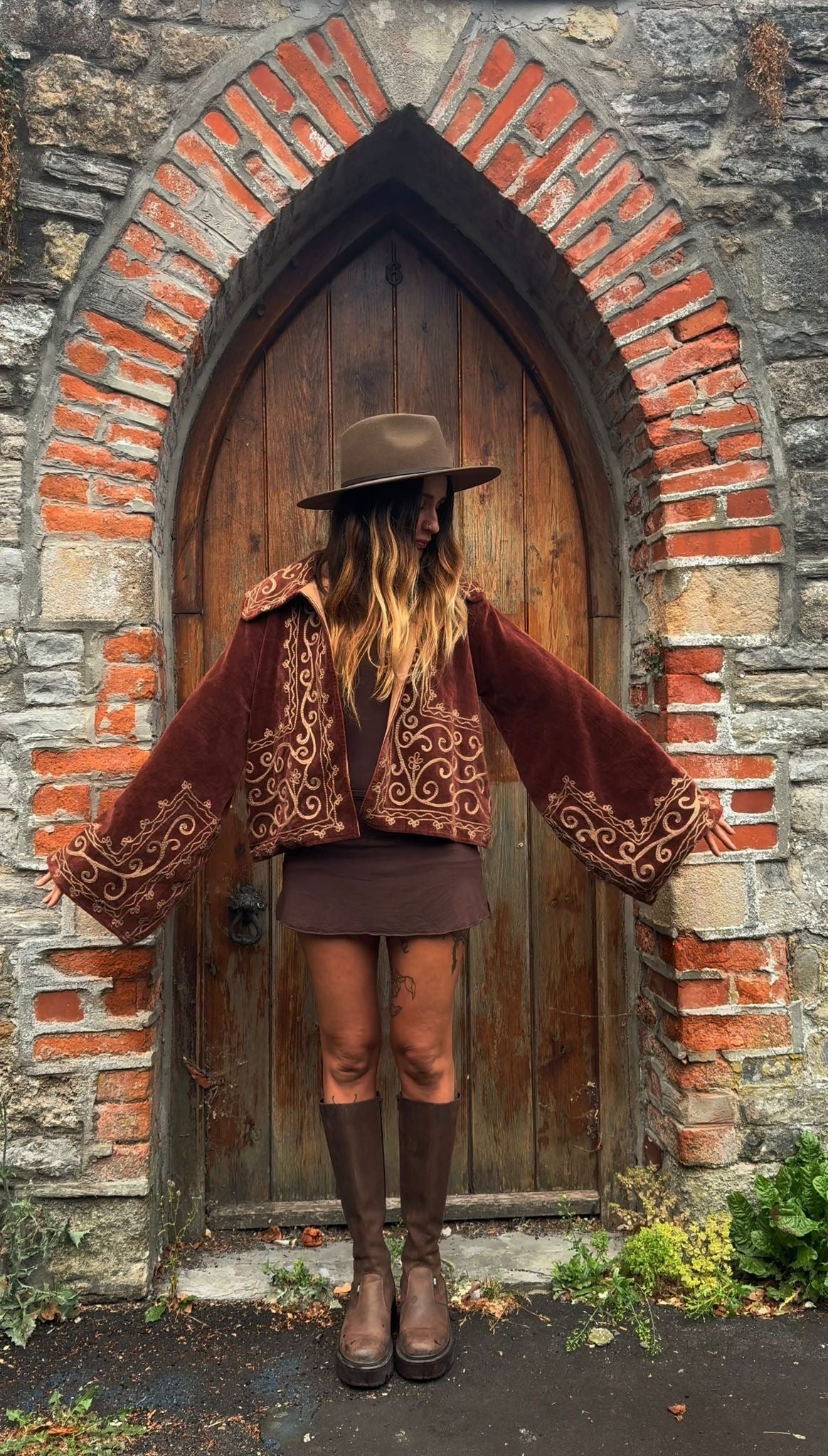 The Agatha Cropped Jacket in Burgundy Velvet | Antique-Inspired & Traditionally Made