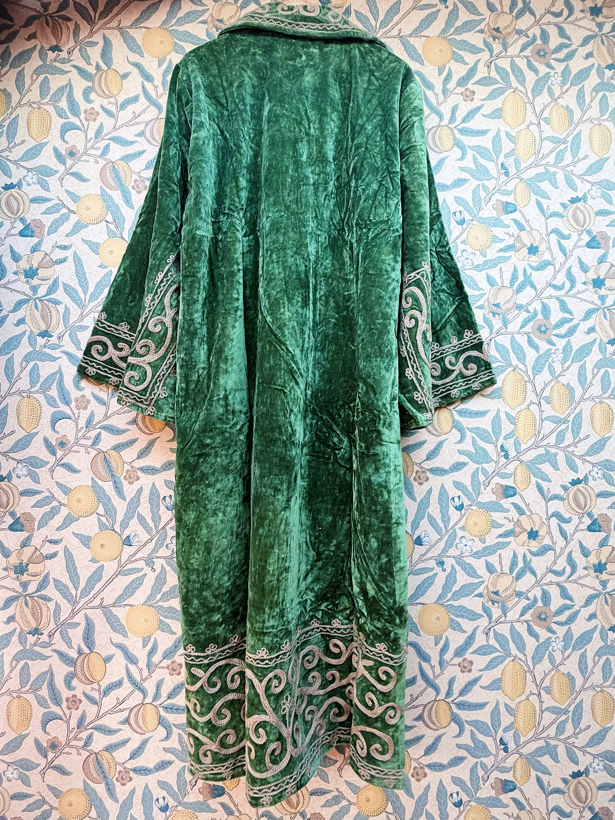 The Agatha Long Jacket in Emerald Green Velvet | Antique-Inspired & Traditionally Made