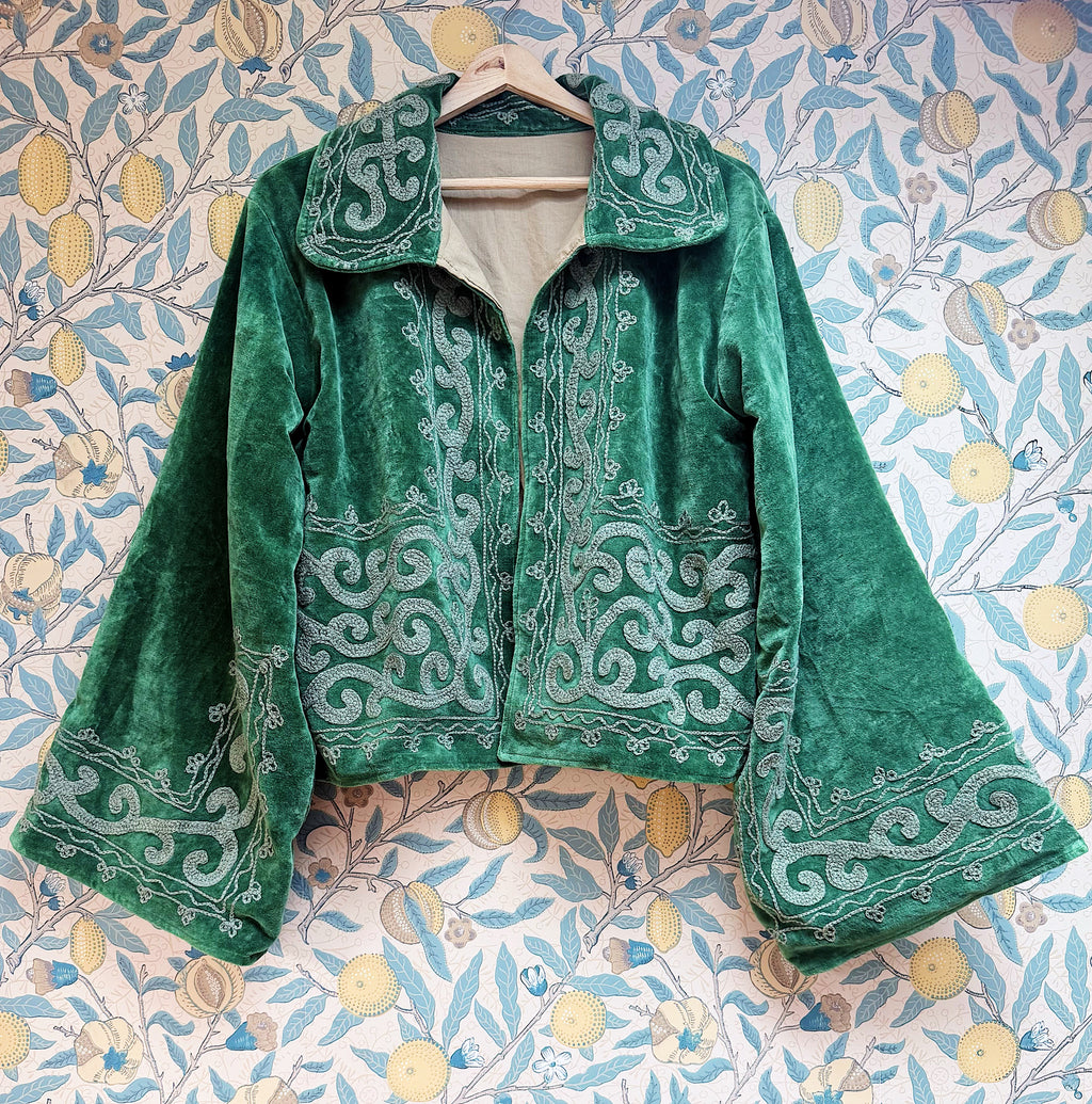 The Agatha Cropped Jacket in Emerald Green | Antique-Inspired & Traditionally Made