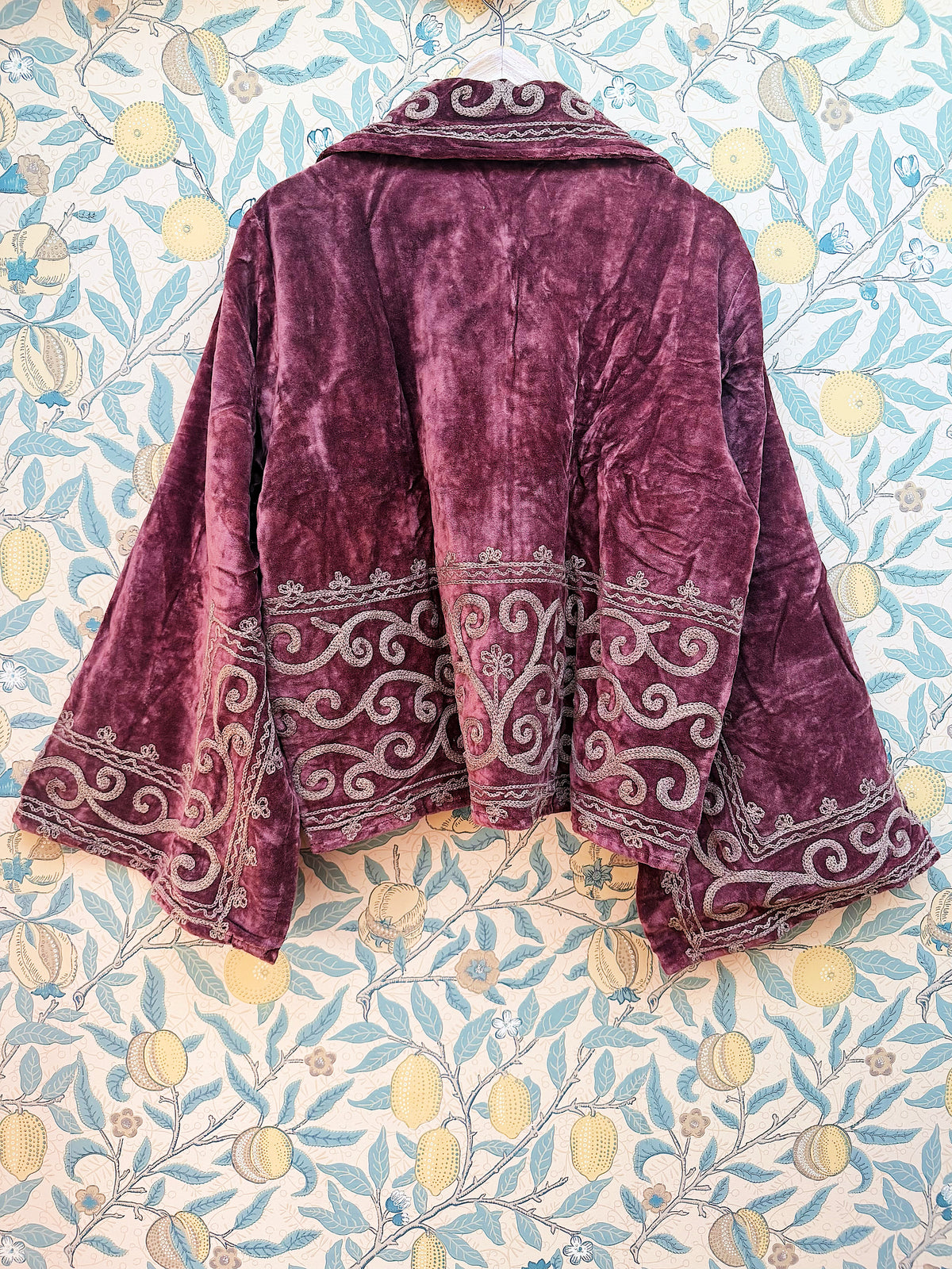 The Agatha Cropped Jacket in Burgundy Velvet | Antique-Inspired & Traditionally Made
